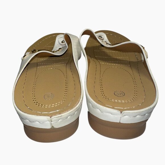 TWO 2 Pair Comfy Ortho Wedge Sandals 38 (7-7.5) - Soft Glam Cutout Slip-Ons - Picture 5 of 9